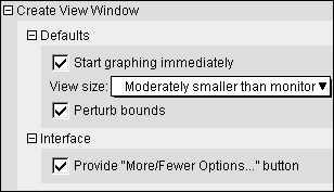 Create View Window Preferences