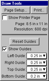 Printer controls in a draw tool floating window