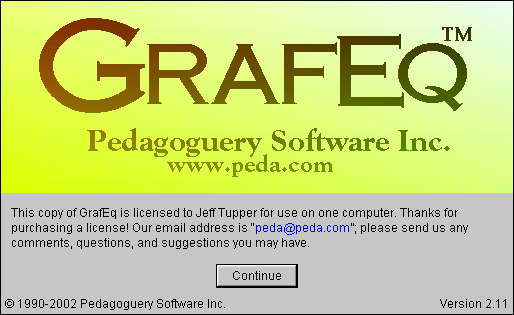 The GrafEq title screen